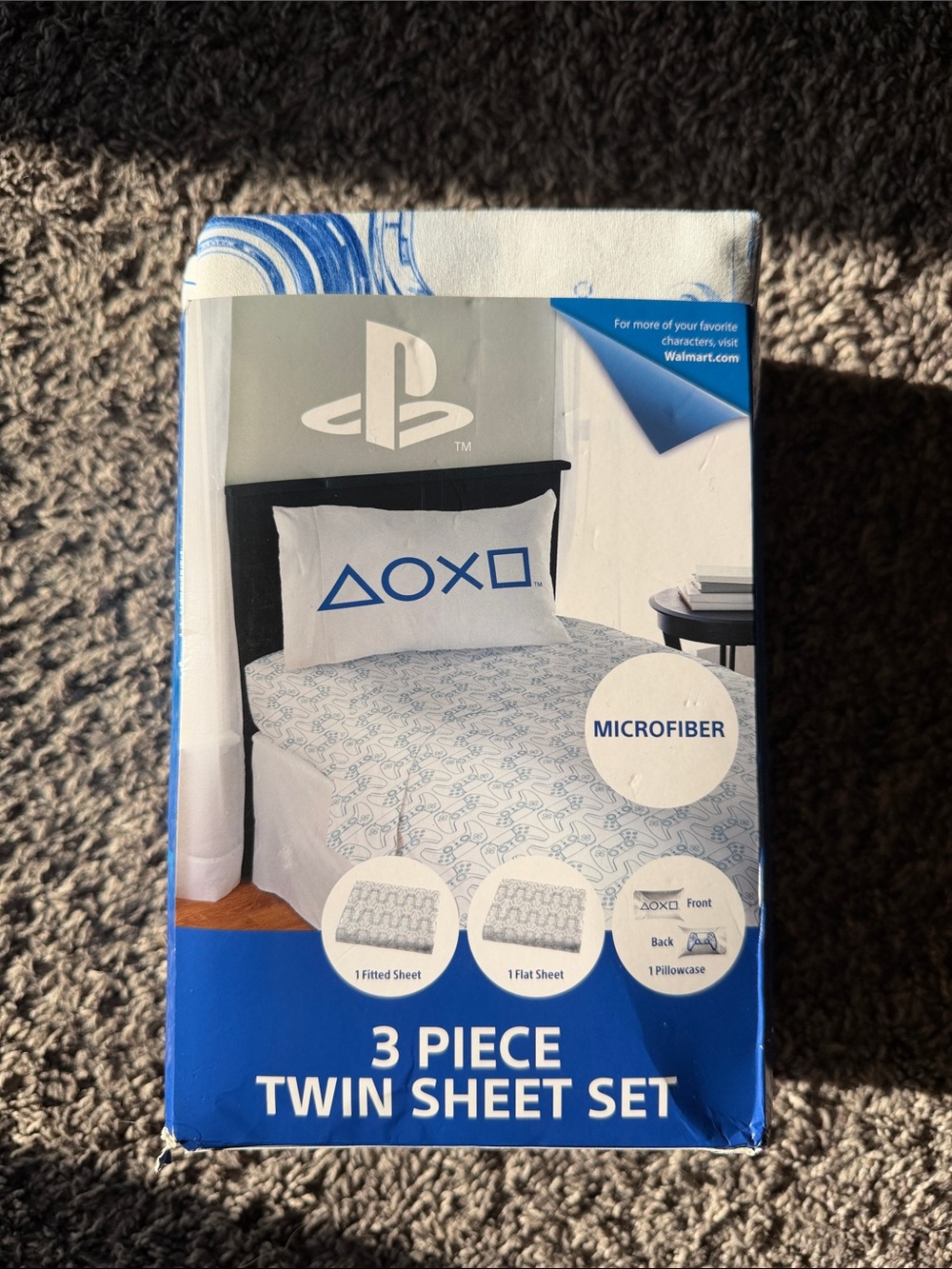 Sony Twin Microfiber Sheet Set - White & Blue